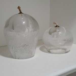 Vintage Polish Hand blown glass oil lamps